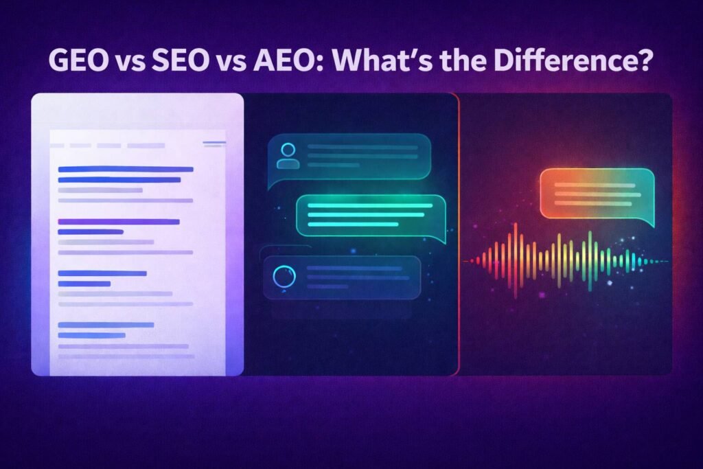 GEO vs SEO vs AEO: What’s the Difference and Which One Does Your Business Actually Need?